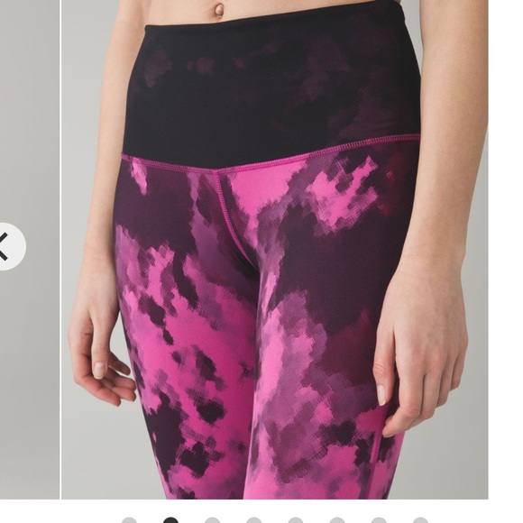 Lululemon Sweaty Endeavor Tight Blooming Pixie Raspberry Black Size 6 - Picture 3 of 16